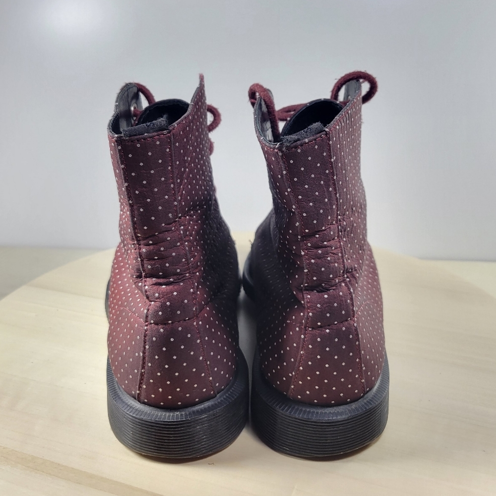 Dr. Martens Evan Maroon & White Polka Dots Boots Booties Women's Size 7 - Picture 4 of 14